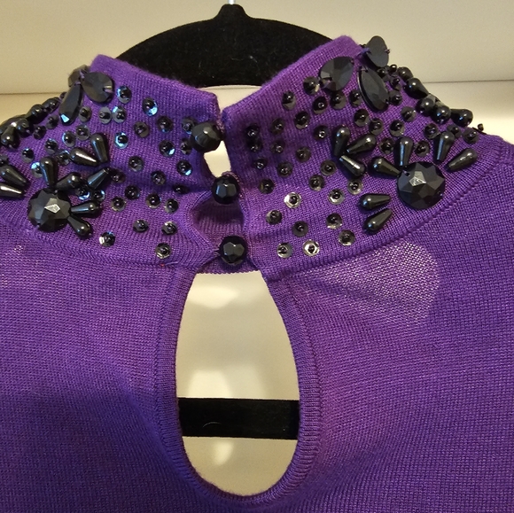 Brand new with tags Cyrus purple sweater with beaded neck large - Picture 4 of 4